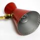1950s brass extendable scissor wall lamp with aluminum diabolo shade in red
