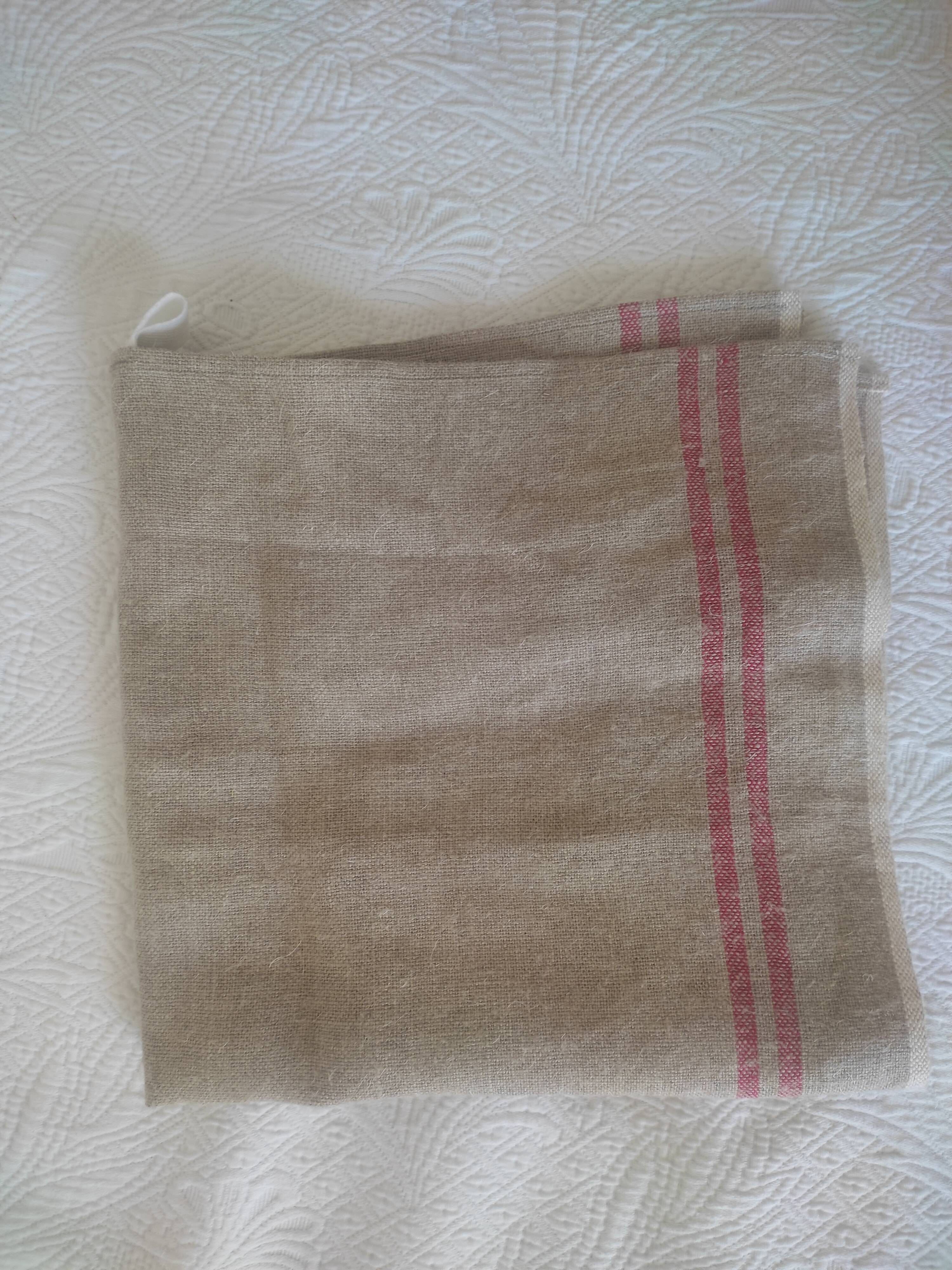 Set of 3 new tea towels in old linen