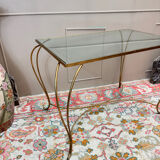 Golden wrought iron console table circa 1950