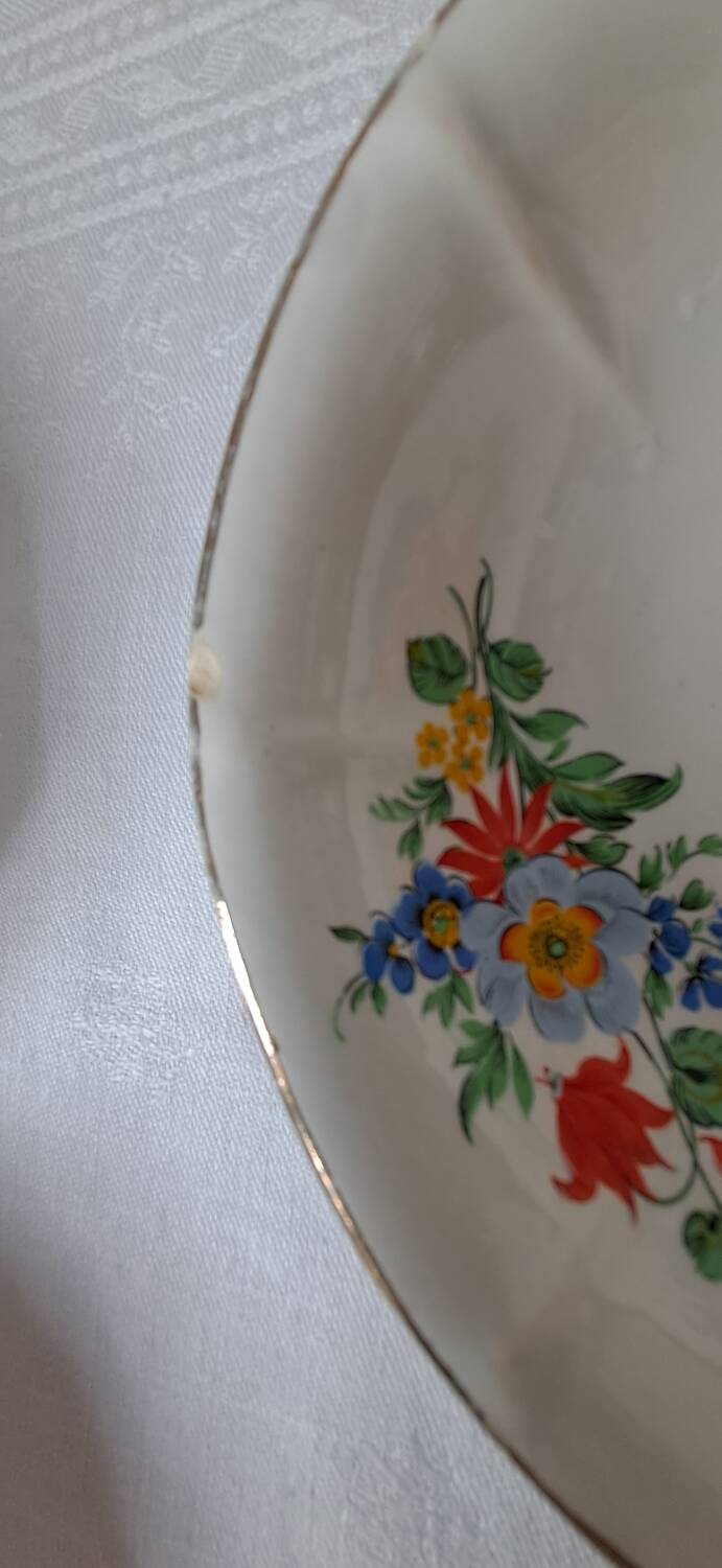 Coupelles vintage Digoin Sarreguemines. Décalcomanies de fleurs