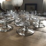 Lot champagne glasses and digestive glasses