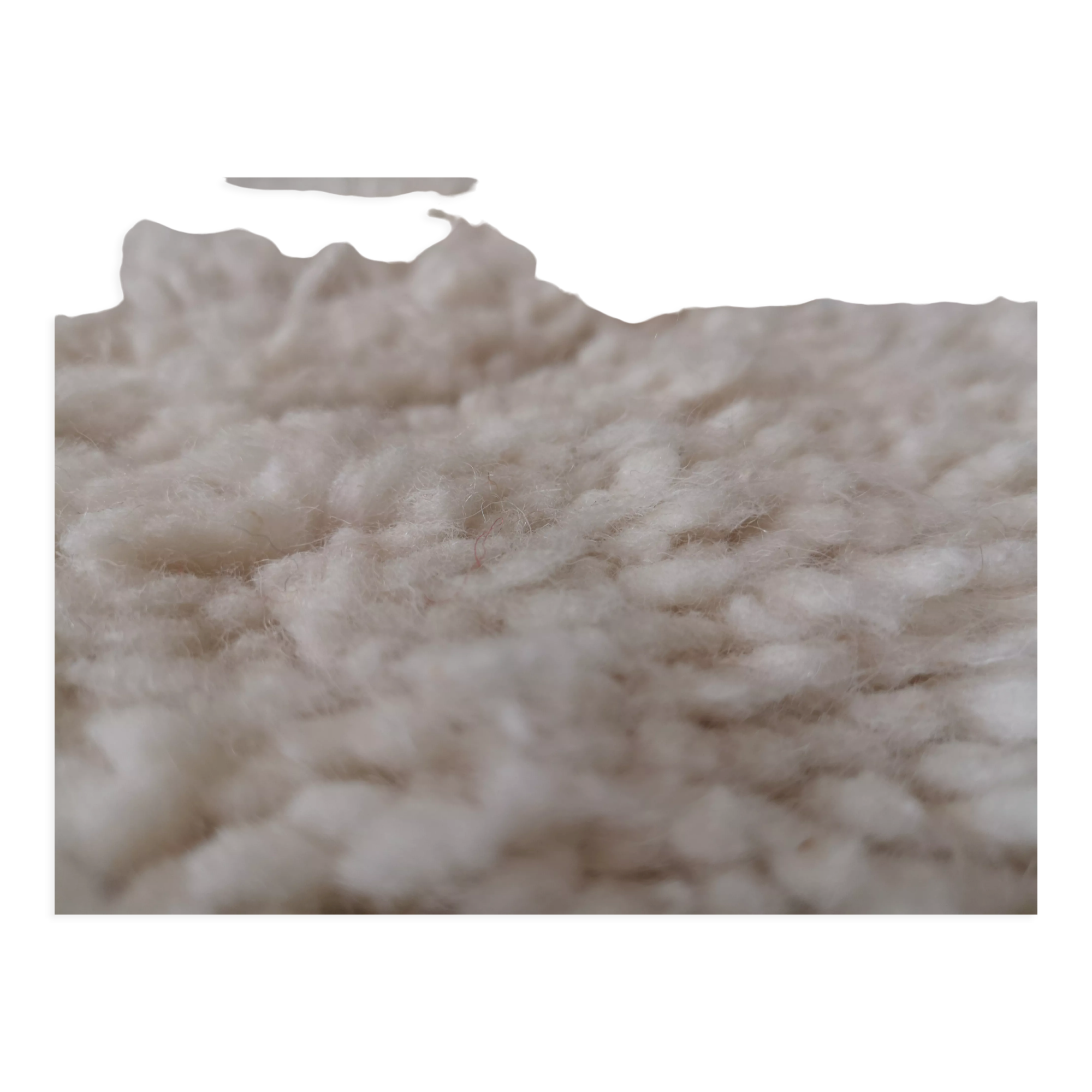 Berbere carpet plain ecru 100% virgin wool, 230x133 cm