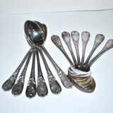 Set of 12 ercuis soup spoons in silver metal - marly rocaille decoration 20.5cm