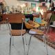 Set of 4 chairs in wood-effect Formica and chrome metal - 1970