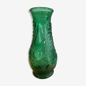 Vintage green glass vase year 1950 Bambicho Marseille fruit décor