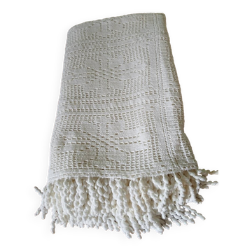 Bout de lit/ plaid ancien en crochet