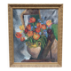 Large old oil painting, Still Life with Tulips, Gilded frame