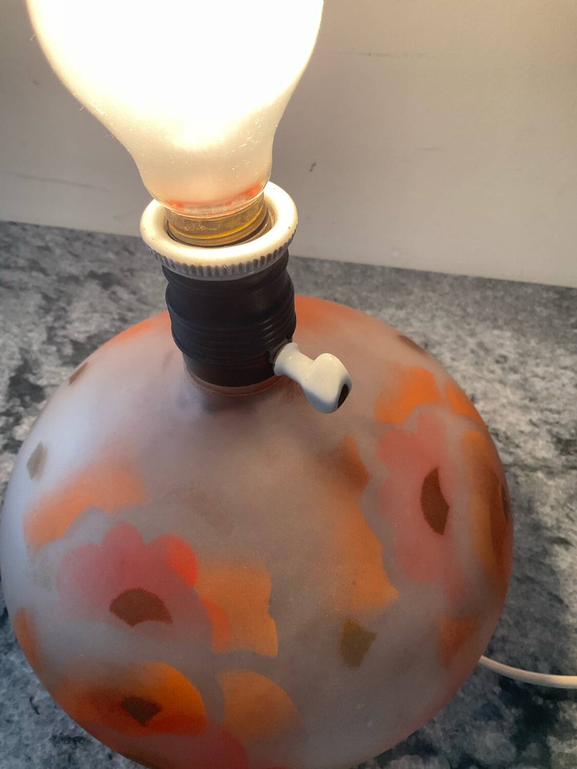 Vintage frosted glass lamp base
