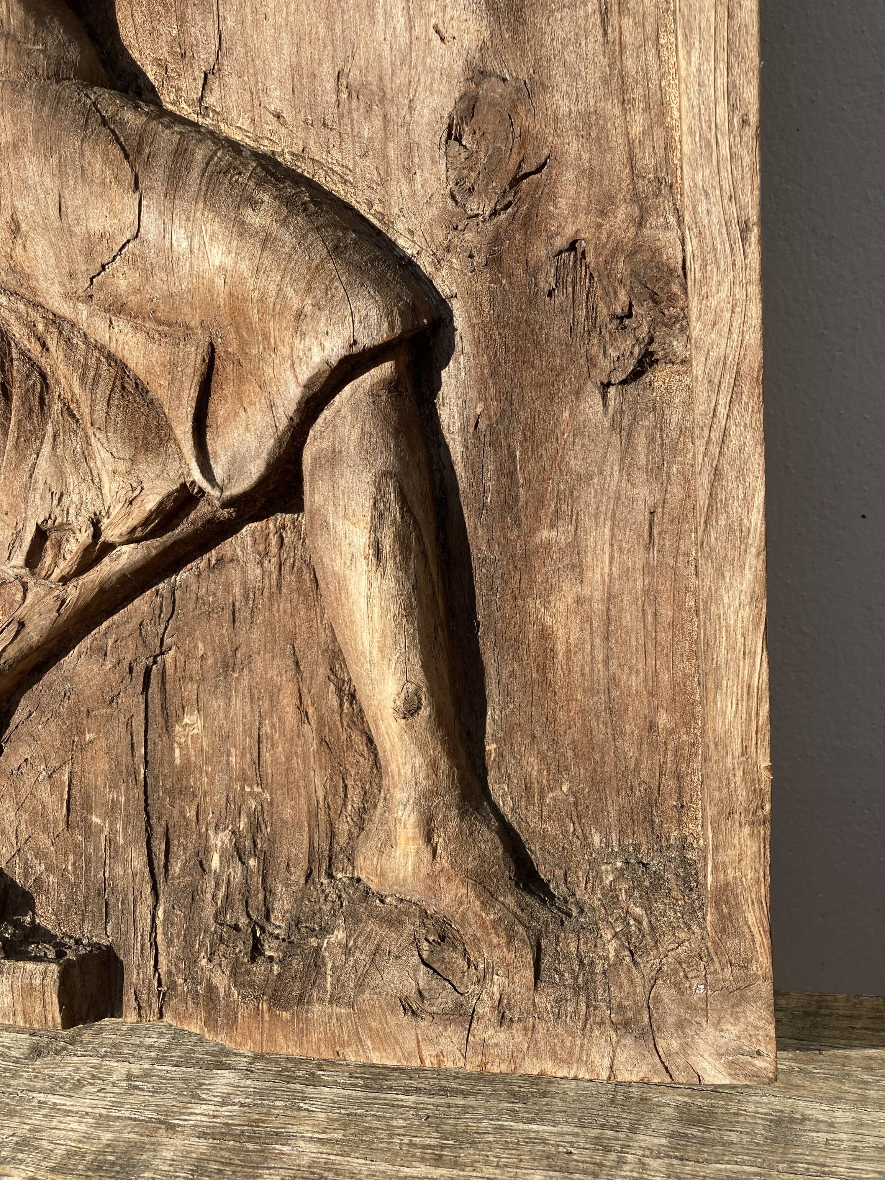 Door in low relief dancer style art deco 1930 wooden