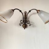 Bronze wall light with 2 lights and 2 granite glass tulips