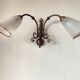 Bronze wall light with 2 lights and 2 granite glass tulips