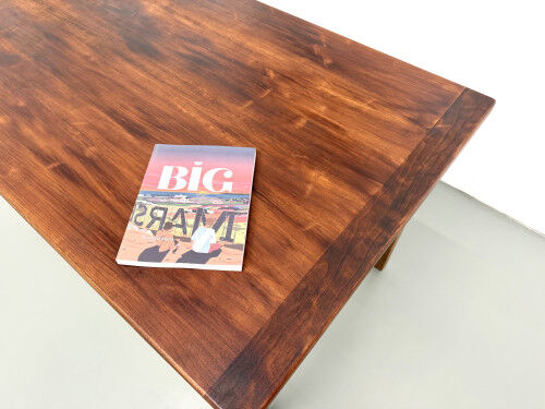 Oak dining table with tapered legs, 1970s.