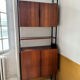Modular vintage library in teak and black metal — Italian design,