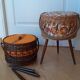 Vintage wicker worker on compass feet