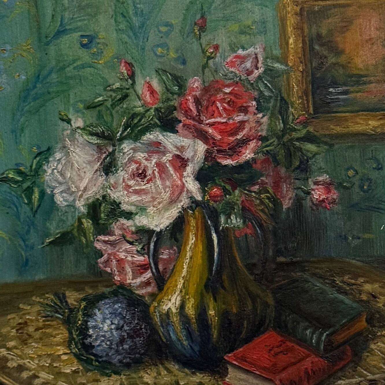 Watercolour on paper still life bouquet of flowers 20th century by Rivoto