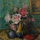 Aquarelle sur papier nature morte bouquet de fleurs XXe par Rivoto