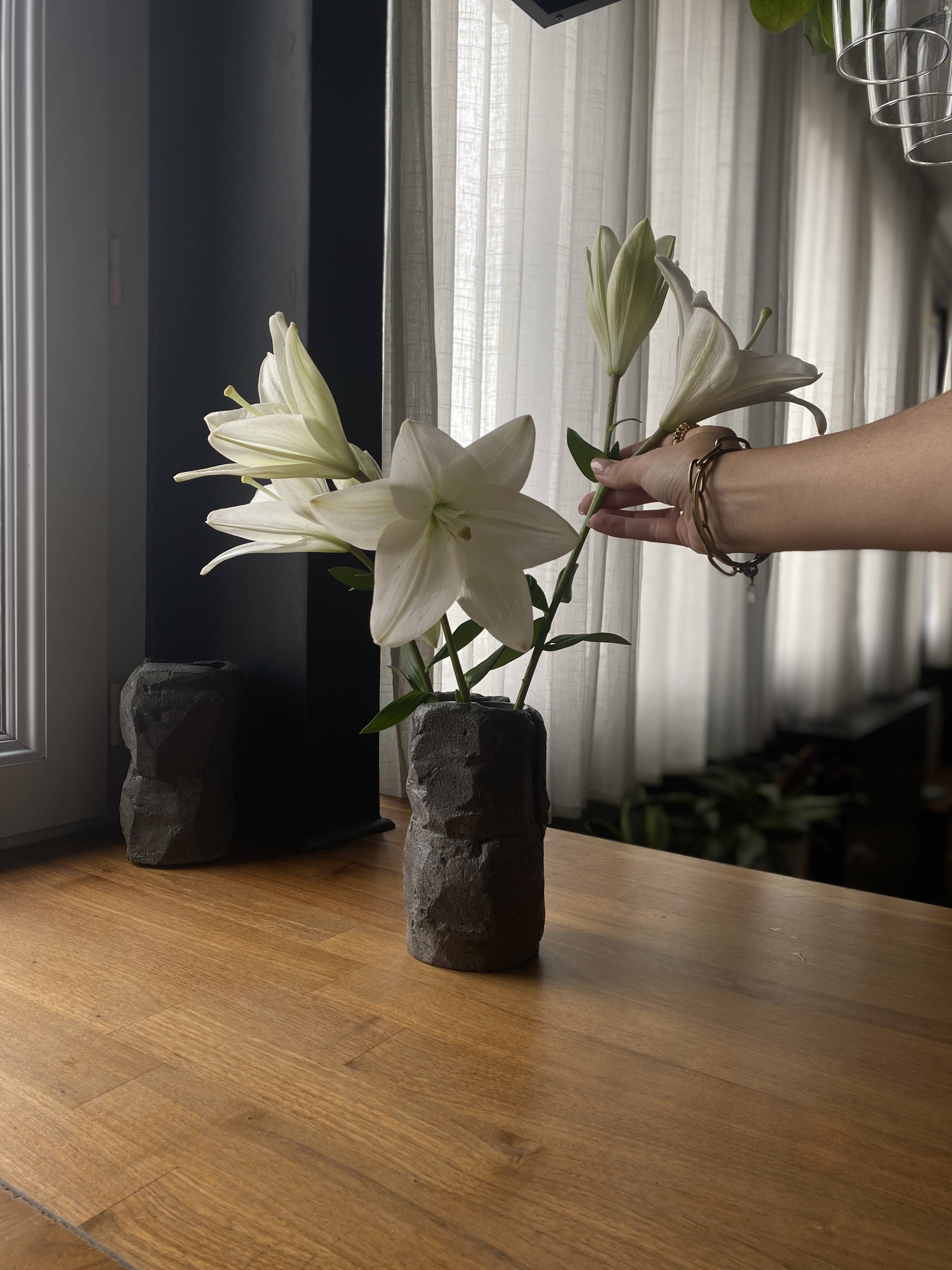 Sculpted concrete vase