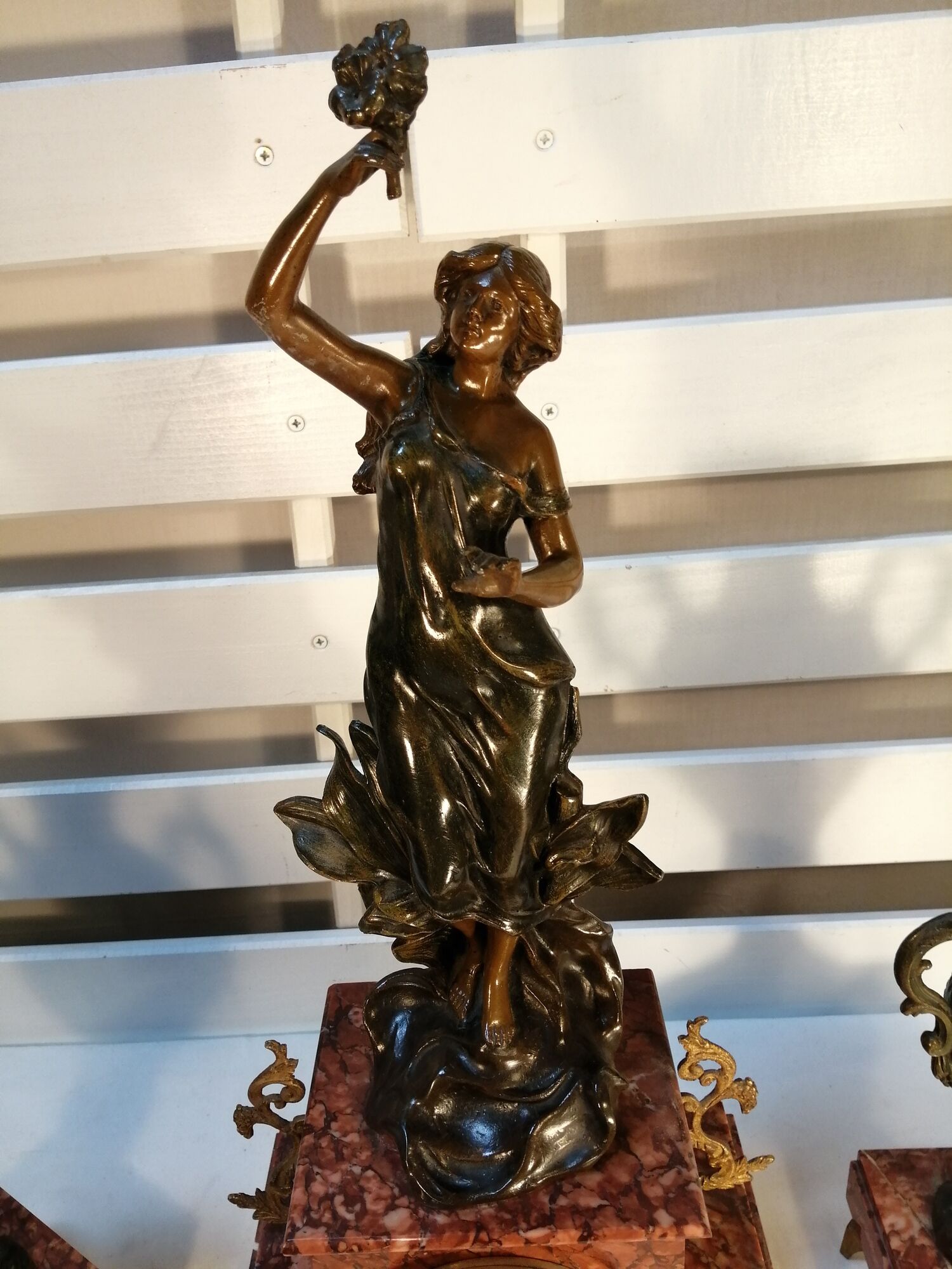 Marble and regulating fireplace trim - 1900s - Signed Charles Ruchot