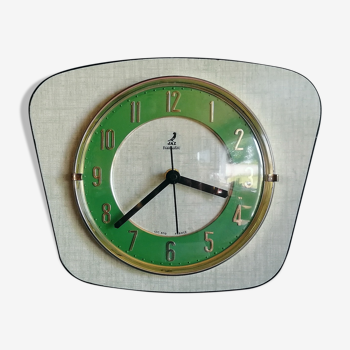 Clock formica vintage silent wall clock "Jaz Green Transistor"