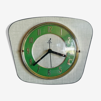 Horloge formica vintage pendule murale silencieuse "Jaz Transistor verte"