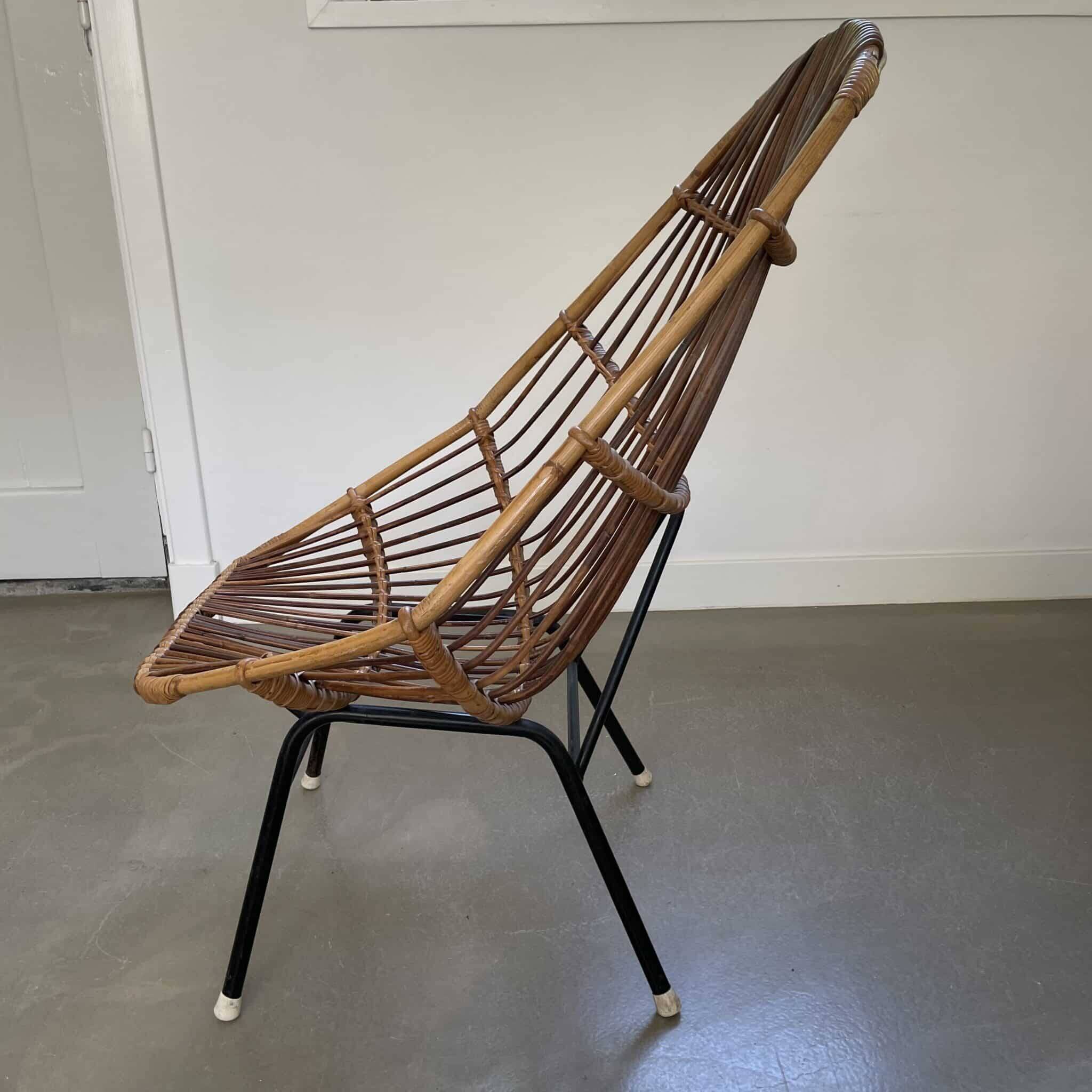 Rattan chair, vintage design, 1960s