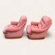 Pair of pink tufted velvet frog chairs from the 1970s.