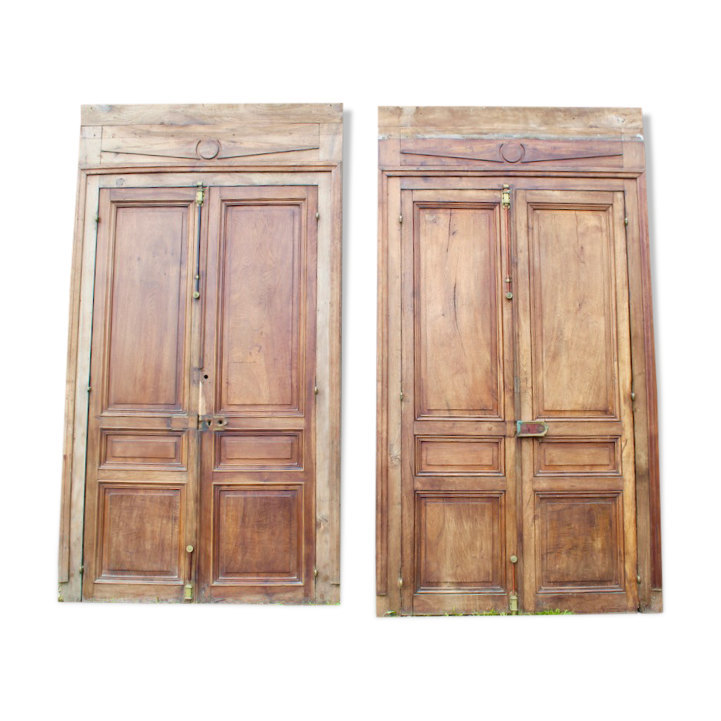 Woodwork Double Walnut Doors with Frame, Double Side XIXth