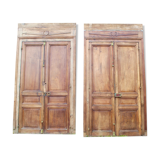 Woodwork Double Walnut Doors with Frame, Double Side XIXth