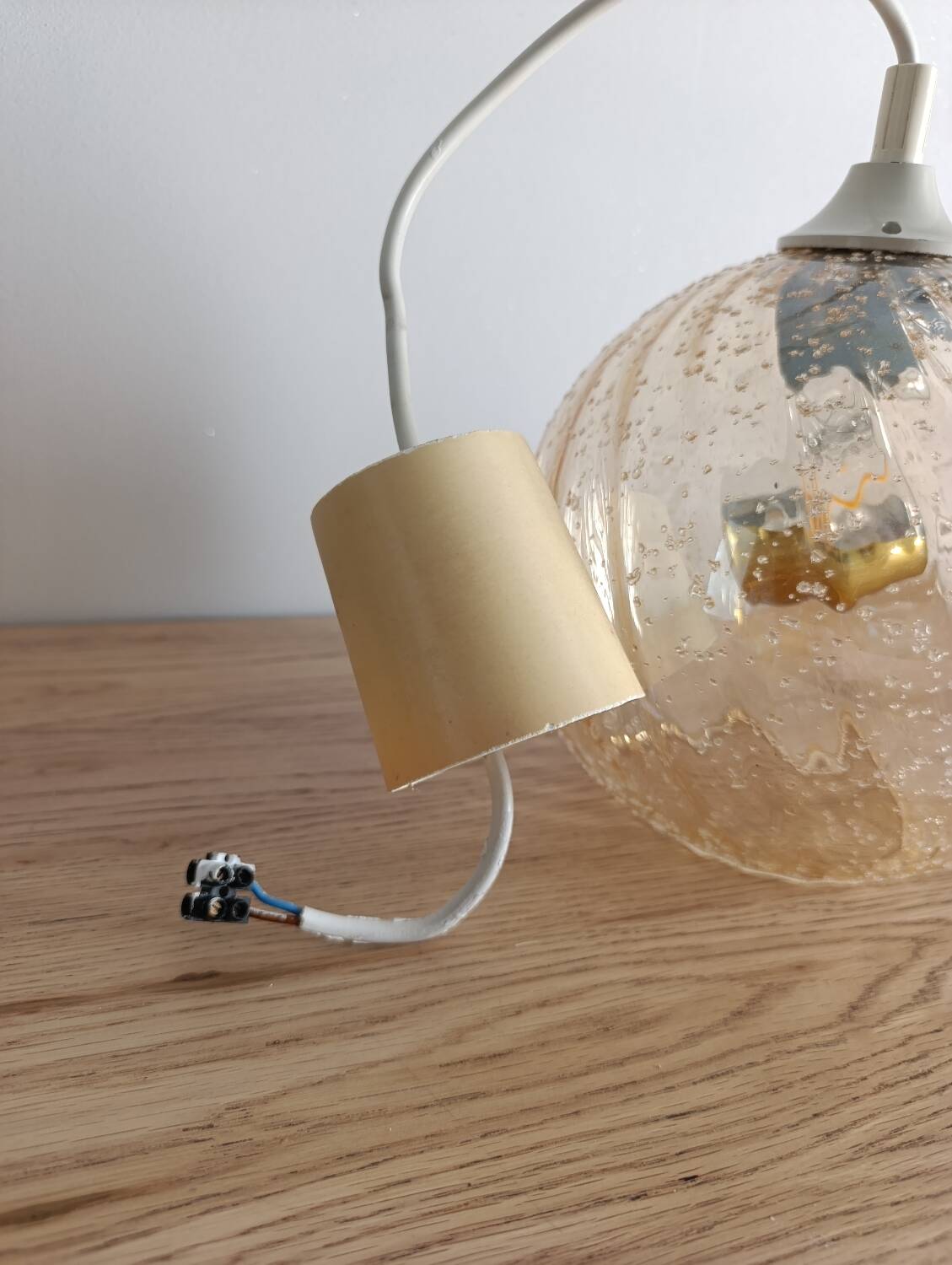 Amber bubble glass vintage pendant globe – 1960s/70s design
