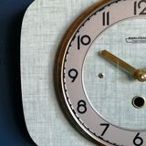 Vintage formica clock silent rectangular wall clock "Manufrance green"