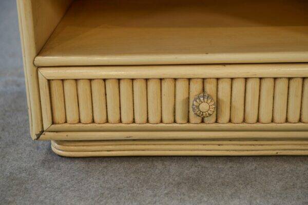 Small white bedside table Maugrion "Le rattin prestige" 1970s