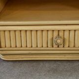 Small white bedside table Maugrion "Le rattin prestige" 1970s