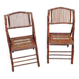 Pair of vintage bamboo folding chairs