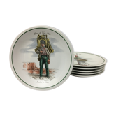 6 Dessert Plates "Métiers du vieux Paris", Porcelaine du Berry