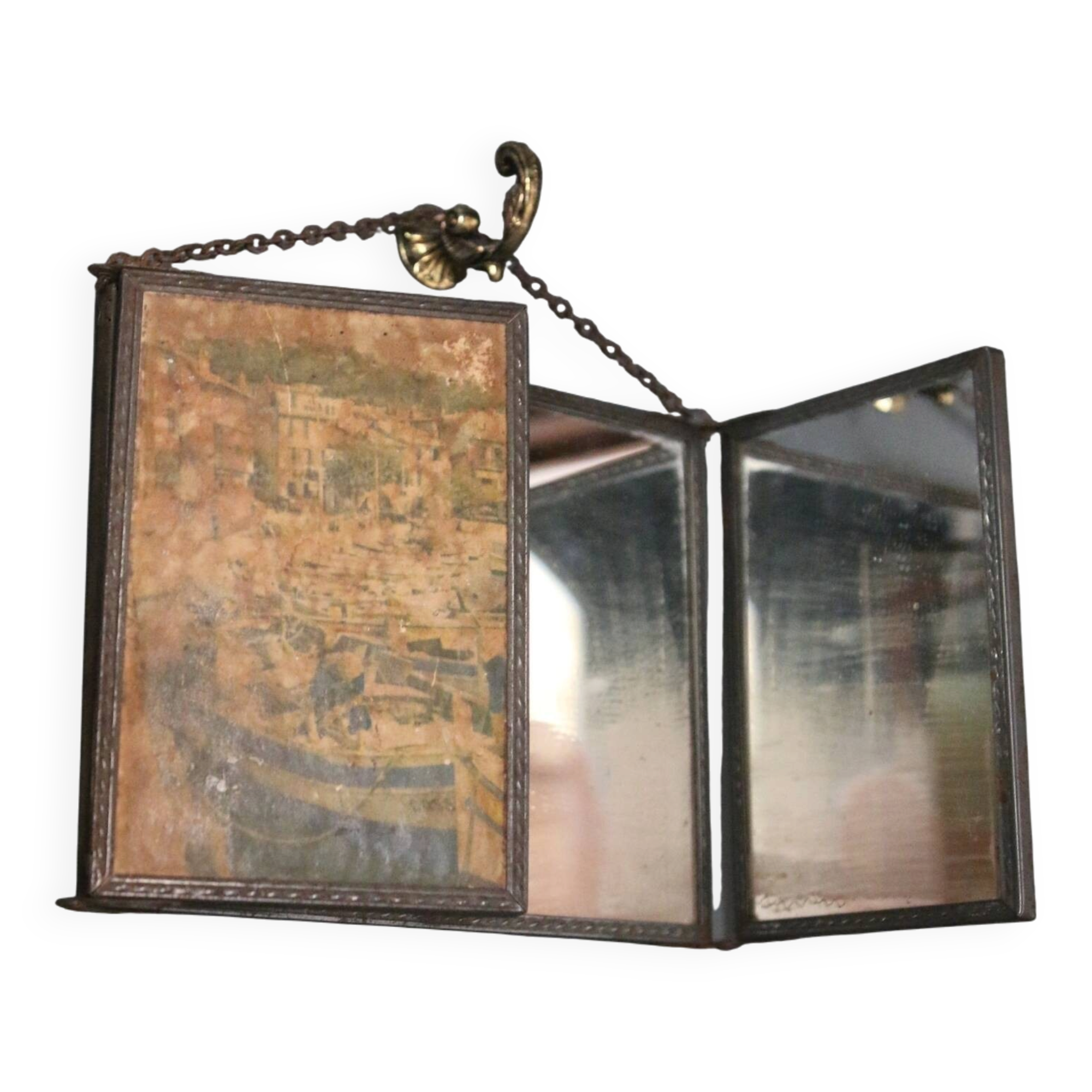 Miroir triptyque de barbier, Art Nouveau, circa 1900