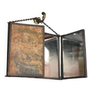 Antique barber triptych mirror, Art Nouveau, circa 1900
