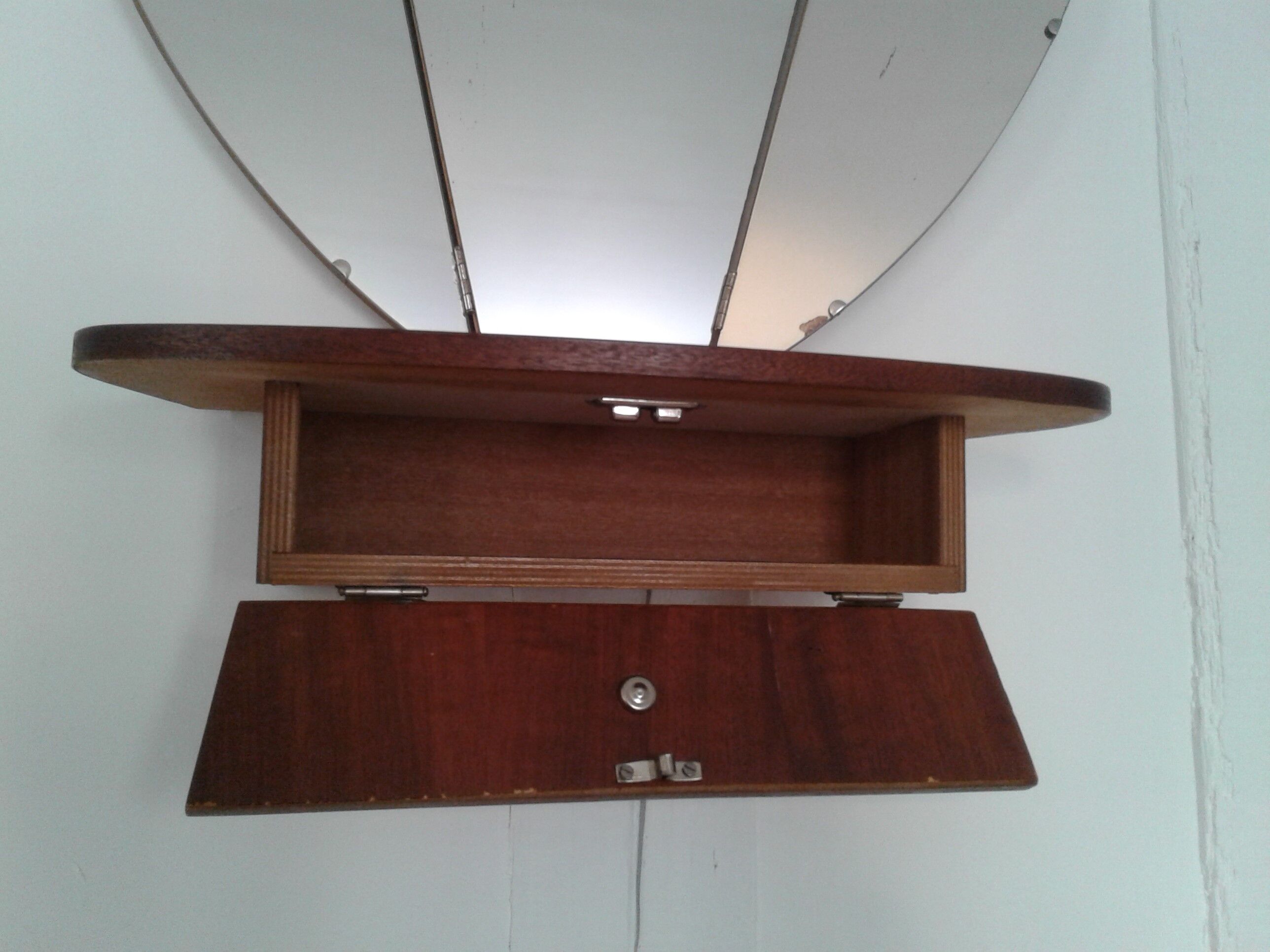 Mirror with shelf and drawer triptych  56x56cm