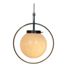 Suspension vintage globe blanc et arc en acier