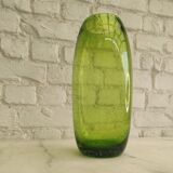 Vintage green bubble glass cylindrical vase - Scandinavian style