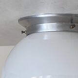 White opaline glass globe ceiling light, wall light, aluminum mounting
