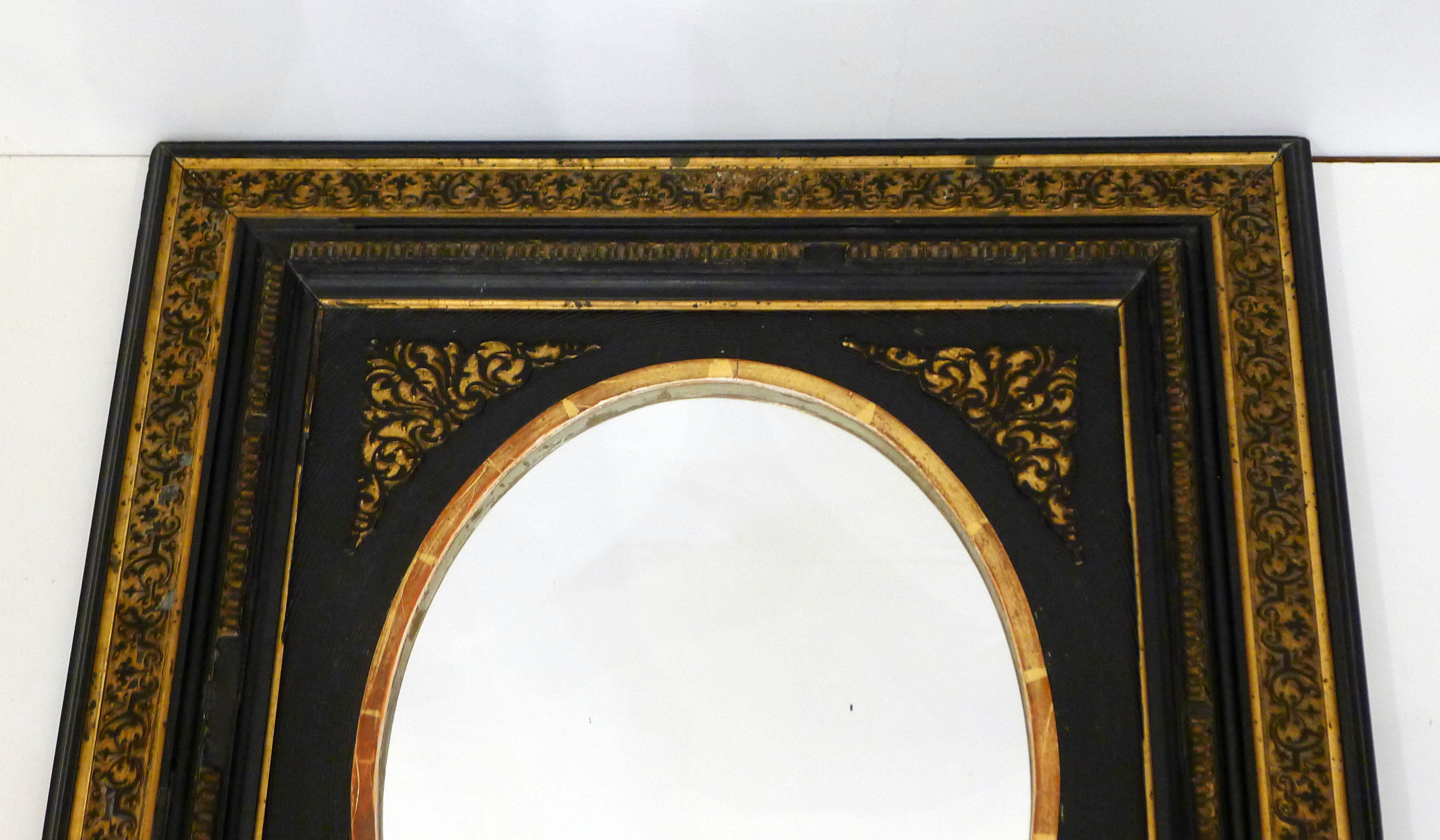 Napoleon III black oval mirror - 69x59cm