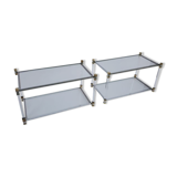 Set de 2 tables d'appoint en verre acrylique et laiton par Charles Hollis Jones, 1970s