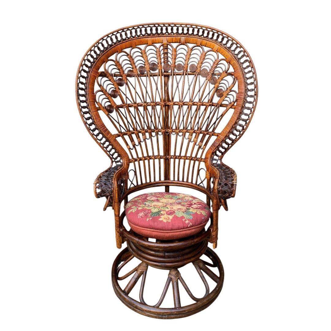 Emmanuelle rattan armchair Peacock 1960