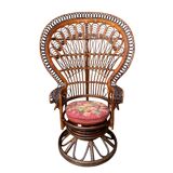 Fauteuil Emmanuelle rotin Peacock 1960