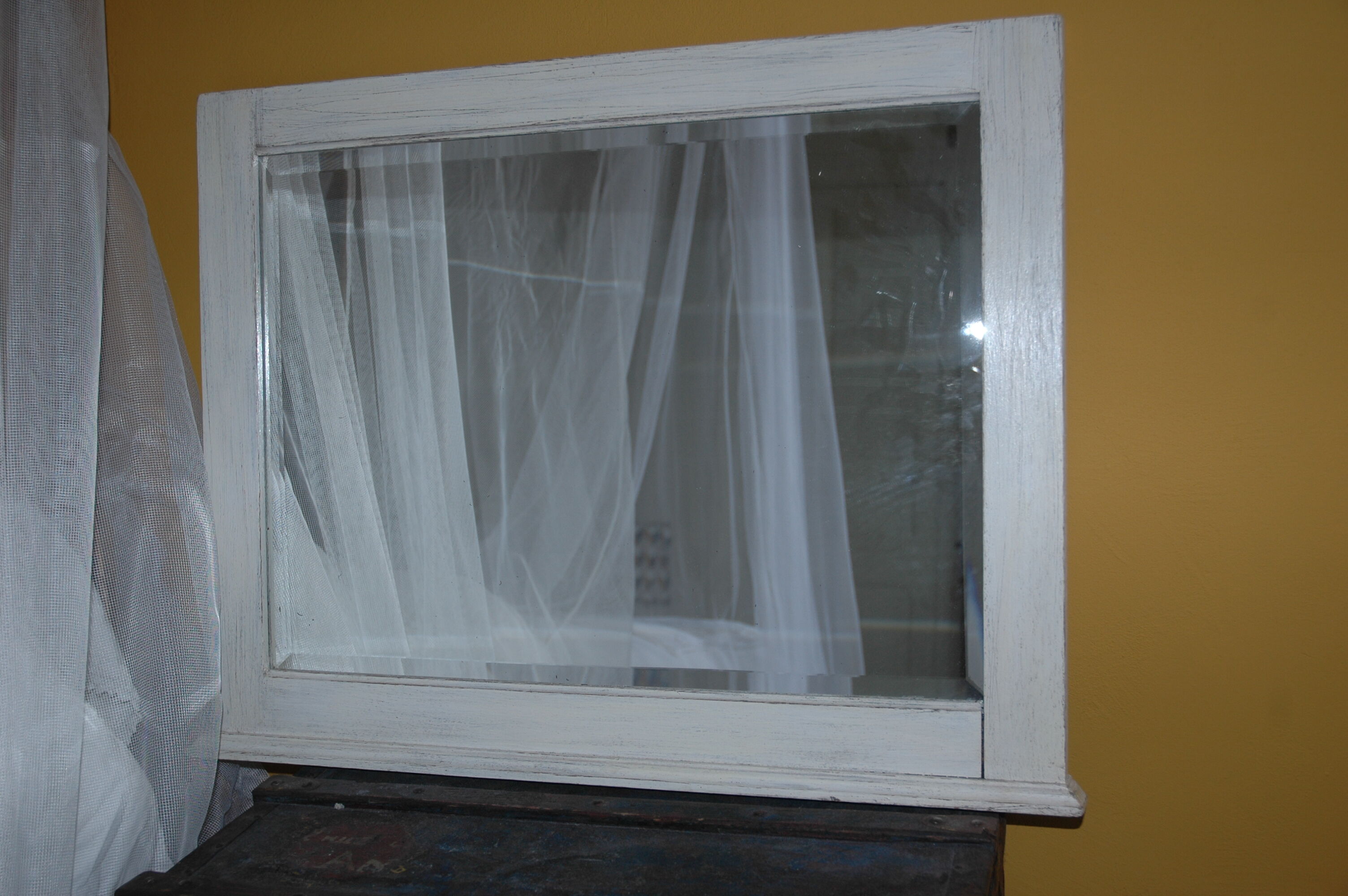 Mirror white patina rectangular former wood 51.5 x 65 cm