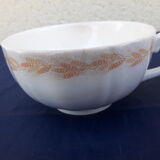 2 cups Gien earthenware breakfast pattern with orange wheat cob diam 12 cm