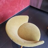 Chair round modernist graphic velvet thick yellow