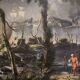 17th century Flemish painting, large landscape with sailing ships