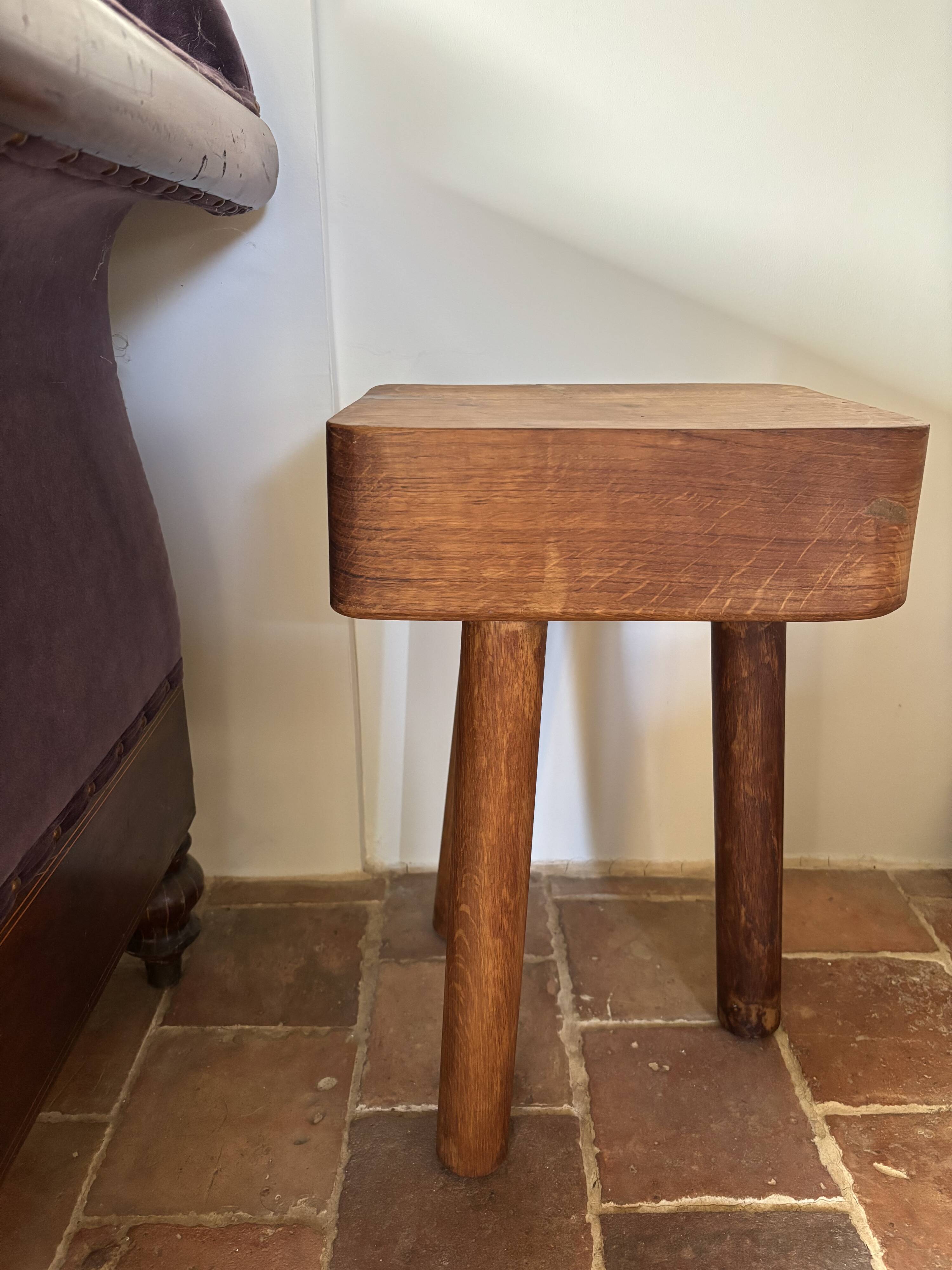 Brutalist stool in the style of Charlotte Perriand