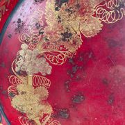 Large Red Lacquered Sheet Metal Serving Tray. Empire Period.